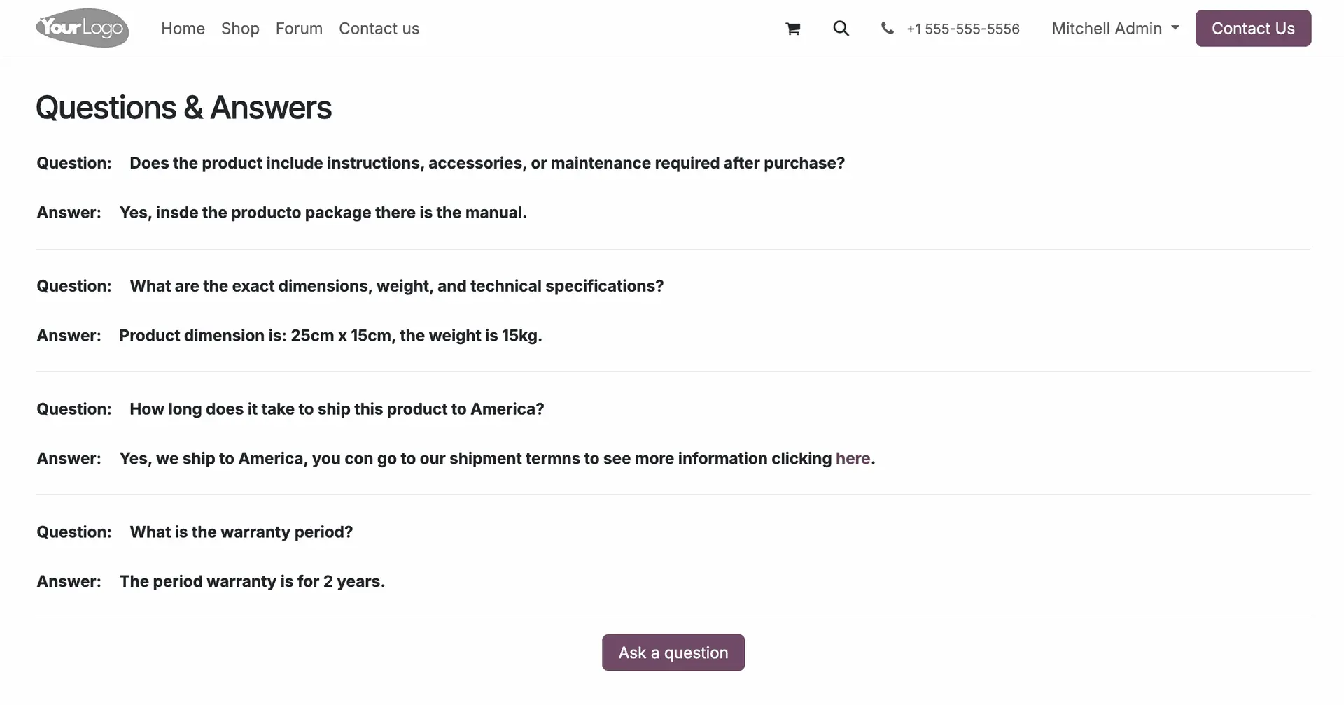 Preguntas y respuestas de un producto