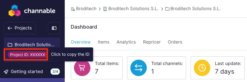 Copiar identificador de un proyecto de Channable
