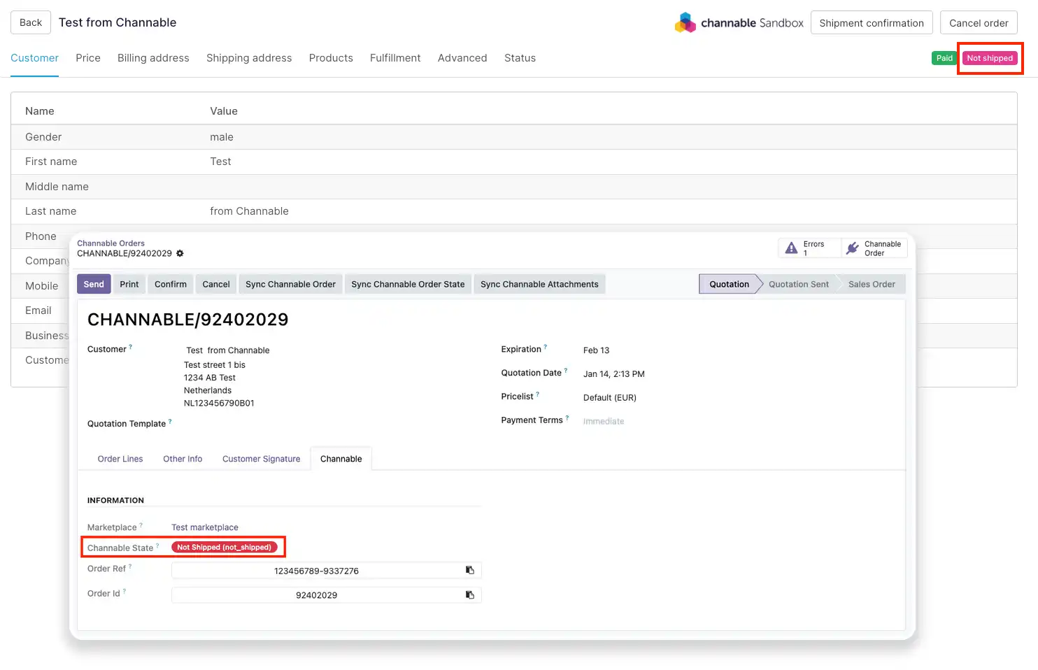 Estado de Channable en Odoo