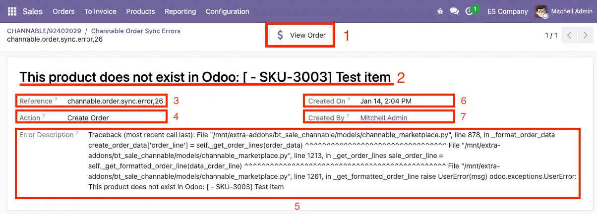 Detalles de un error