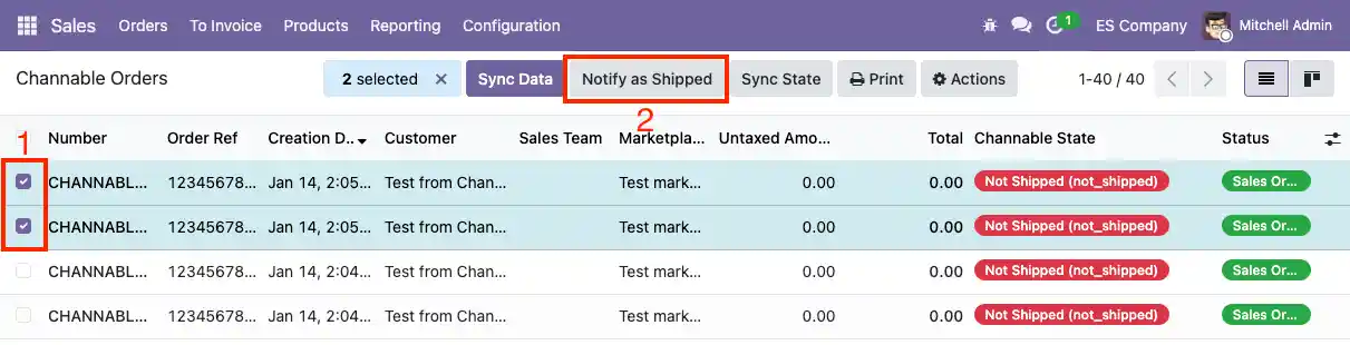 Botón para enviar pedidos de Channable 
