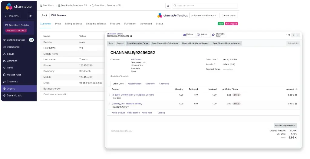Channable sync order with Odoo